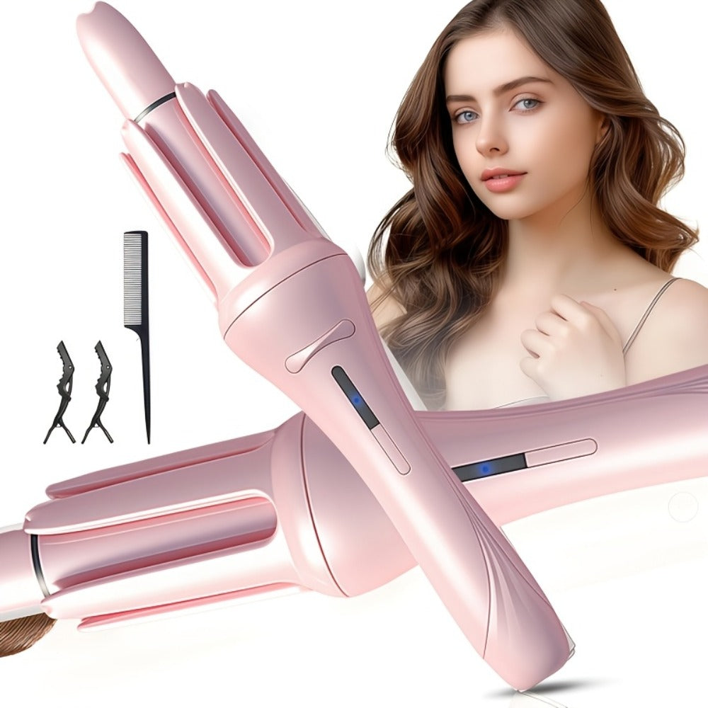 Automatic Curling Iron for Women with Ionic Technology, 4 Temperature Settings, 3 Timer Options, Dual-Direction Rotation