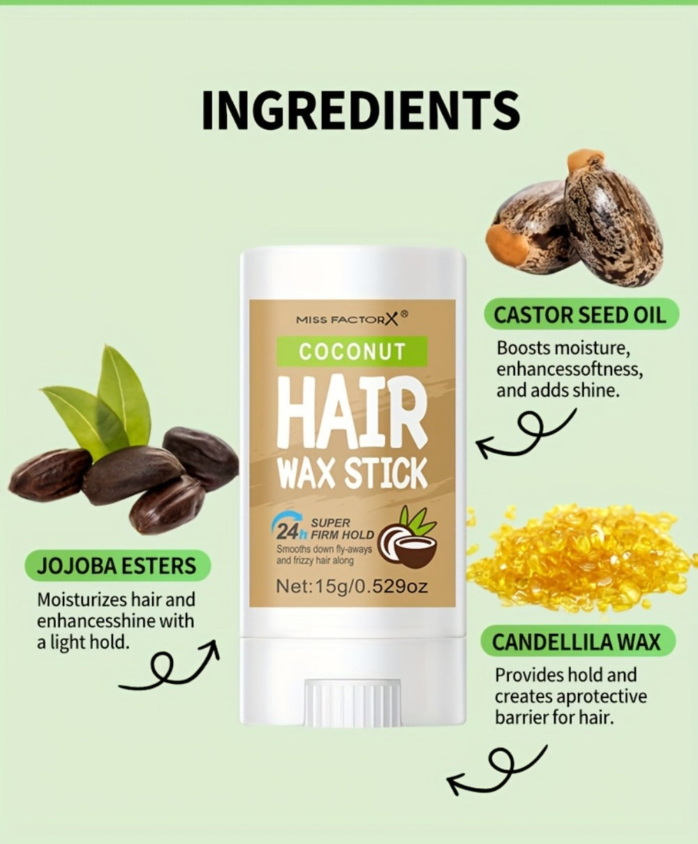 Hair Wax Stick 5 Pack Flyaway Control Edge Control with Jojoba Oil for Home, Travel and Salon Hair Styling