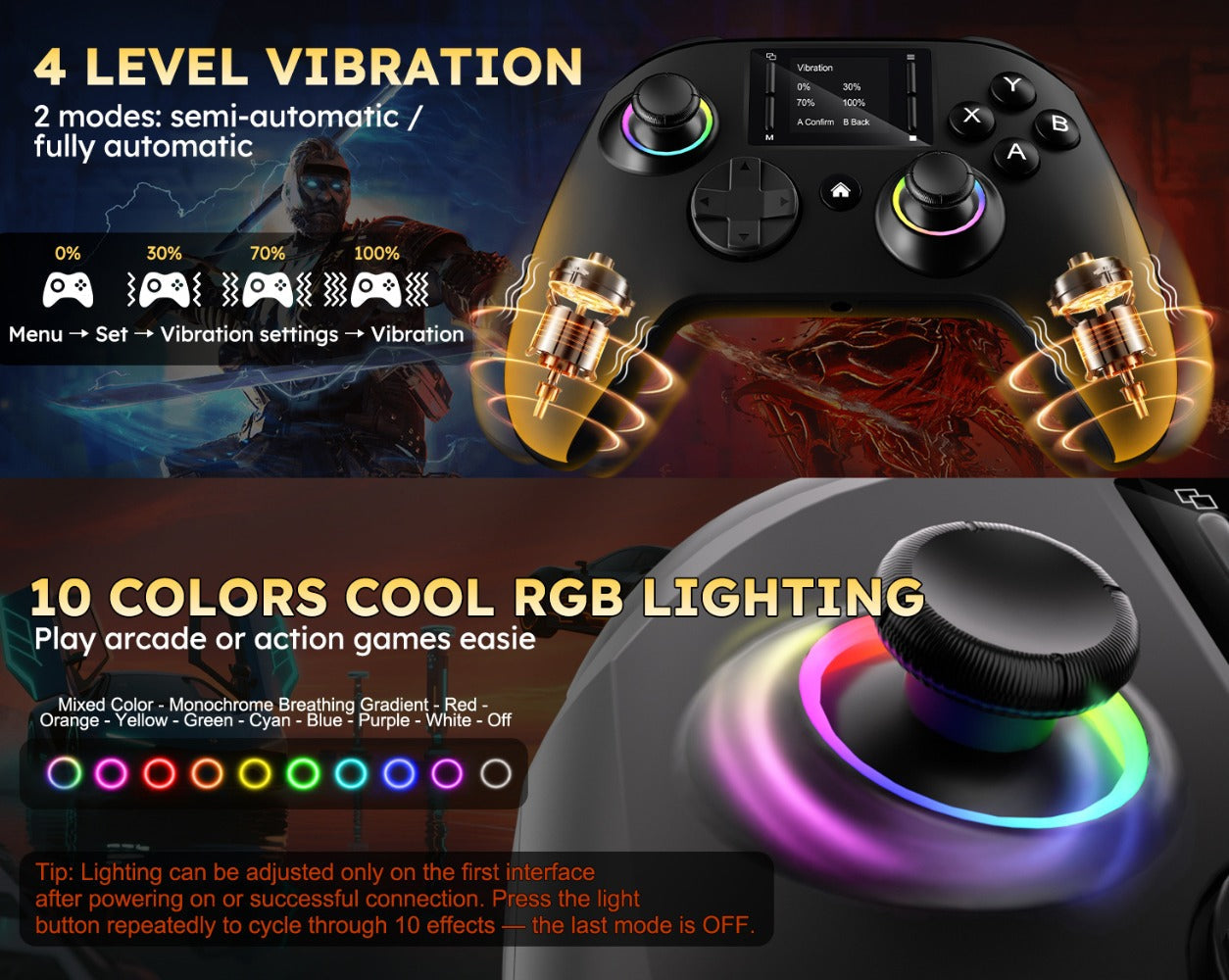 Touchscreen Wireless Gaming Controller in Black with Four Back Buttons and Optional Detachable Phone Bracket