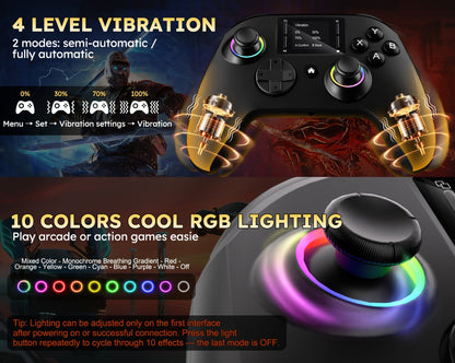 Touchscreen Wireless Gaming Controller in Black with Four Back Buttons and Optional Detachable Phone Bracket