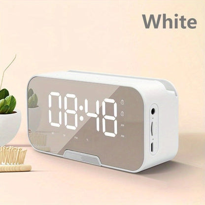 Portable Bluetooth Speaker with LED Mirror Display, Wireless Mic, FM, TF and Alarm in Three Colors