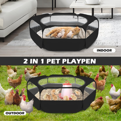 Small Animal Playpen Foldable Pop-Up 47" Portable Pet Pen with Mesh Cover for Guinea Pigs Rabbits Ferrets Chinchillas Kittens Hamsters