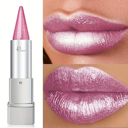24H Waterproof Metallic Lipstick 5 Shades Pearlescent Sparkle Pearl Finish, for Makeup, Travel and Everyday Vanity Use