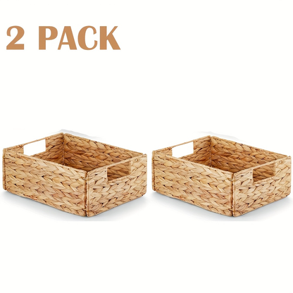 Water Hyacinth Pantry Storage Baskets with Chalkboard Labels, 9 x 12 x 5-Inch, 1- to 4-Pack