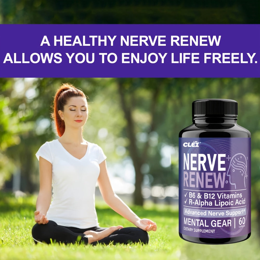Nerve Renew Capsules with Vitamin B Complex & R-Alpha Lipoic Acid, Neuro Botanical Antioxidant Blend for Nerve Health