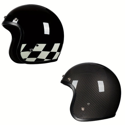 Motorcycle Helmet 3/4 Open-Face Design in Six Graphic Styles, S-XL Sizes with Front Snap Hardware and Padded Liner