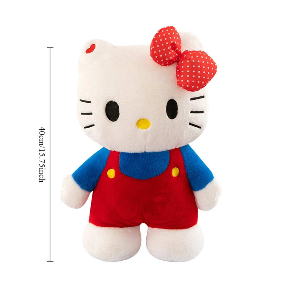 Plush Toy Hello Kitty 16-Inch Character Doll in Red-Blue or Pink-Blue Outfits for Display for Character Display, Room Decor and Gift