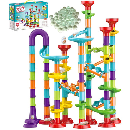 Marble Run Set Building Blocks for Kids 112/147pcs with Glass Marbles with the Listed Color, Size or Set Options for Everyday Use
