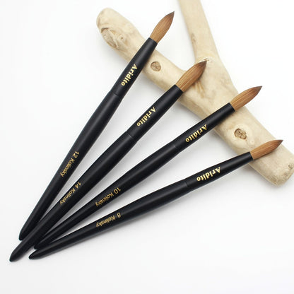 Kolinsky Nail Brush Round Head for Acrylic Extensions – Professional Black Wooden Handle Nail Art Brush with Genuine Kolinsky Hair Bristles