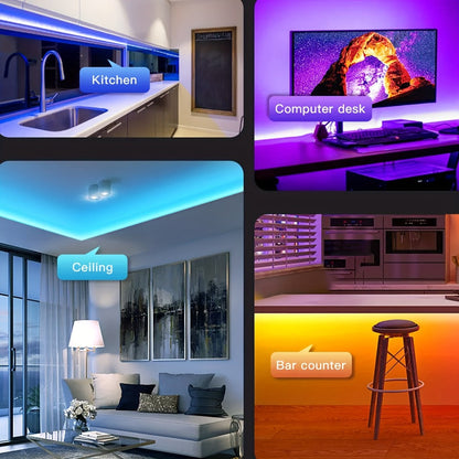 RGB LED Strip Lights for Party Wedding Event with 44-Key Remote – Colorful Color Changing Dimmable 50FT 100FT for Bedroom Kitchen Bar
