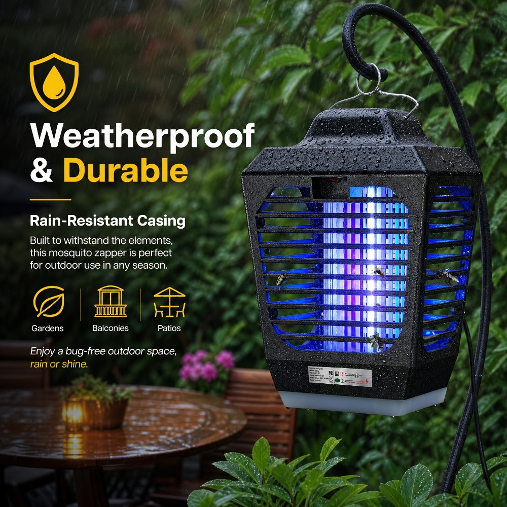 IPX4 Bug Zapper Plug-In, Electric Flying Insect Trap with LED Light & ABS Housing, Indoor Mosquito Zapper for Home