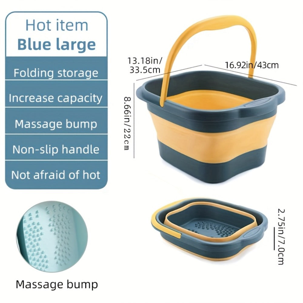 Foldable Foot Bath Bucket 3.96 Gallon Collapsible Portable Pedicure Basin with Sturdy Handle – Space-Saving Foot Soak Tub for Home Salon