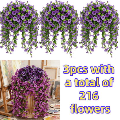 Artificial Rose Vine Hanging Garland 3pcs 216 Flowers – High-Density UV-Resistant Faux Rose Flower Vines with Realistic Roses & Foliage