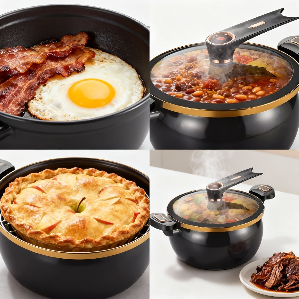 Nonstick Soup Pot Large Capacity 1.85 Gallon Twist Lock Handle Cooking Pot for Gas Stove Induction Cooker Open Flame Multifunctional Stew