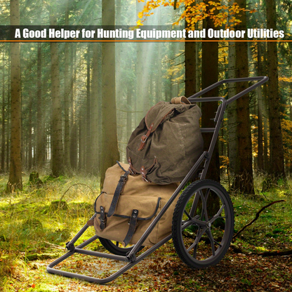 Deer Cart Folding Hunting Hauler Steel Frame 17" Wheels Utility Gear Dolly for Game & Tree Stand Transport