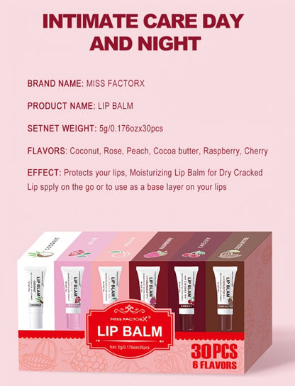 30-Piece Lip Gloss Gift Box Set, 6 Glossy Shades Waterproof Anti-Transfer Liquid Lipstick, High-Shine Lip Color for Women
