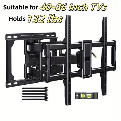 Full Motion TV Wall Mount 40-86 Inch – Holds 132 lbs, Pre-Assembled, Tool-Free Tilt Swivel Extend, VESA 600x400mm