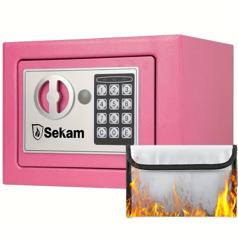 Fireproof Home Safe Box with Digital Keypad and Key Lock Steel Security Safe for Money for Entryways, Bedrooms and Living Spaces