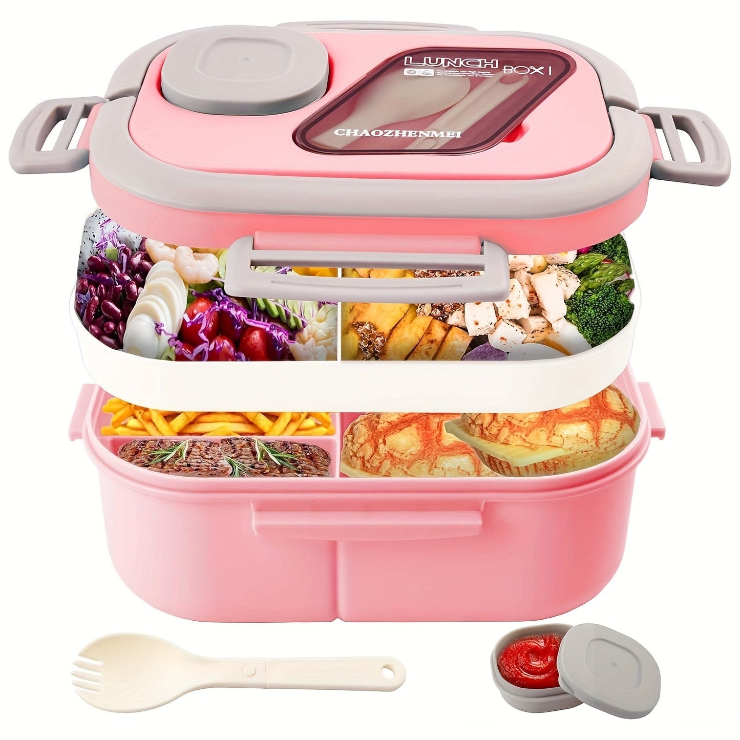 2-Layer Bento Lunch Box Set with Cup and Meal Bag - Multi-Grid Lunch Box for School, Office & Outdoor Picnics