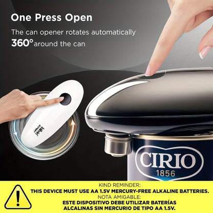 Kitchen Expert Battery Can Opener with One-Touch Control, Circular Rim Operation and Four Colors
