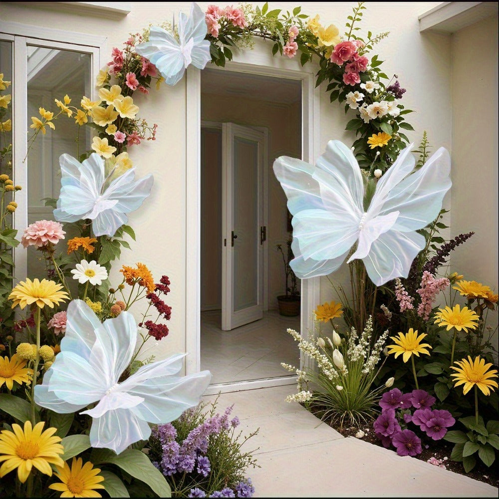 Pink Butterfly Wall Decorations, Three-Piece Set with Layered 50 x 42cm Wing Designs for Hanging Displays