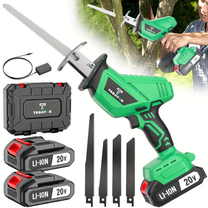 Electric Reciprocating Saw Cordless with LED Light & Safety Lock, Multi-Purpose Cutting Tool with Replaceable Blades