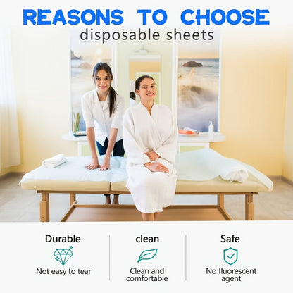 Disposable Massage Table Sheets 100-Pack Non-Woven Spa Bed Cover – Stain-Resistant Single-Use Table Liner for Massage Therapists