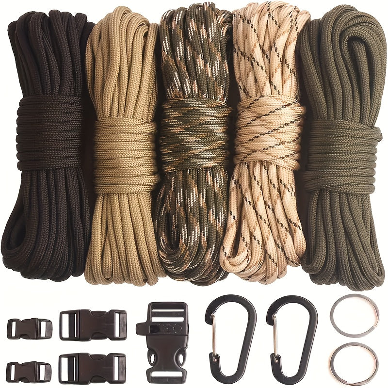 Paracord Bracelet Making Kit DIY Nylon Rope Craft Set with 5 Types of Buckles for Bracelets Keychains Lanyards Survival Gear Beginner