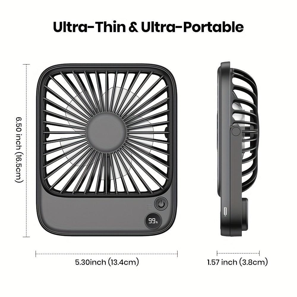 USB Desk Fan Battery Operated, 2000mAh & 5000mAh Rechargeable Mini Personal Fan, 4-Speed Adjustable