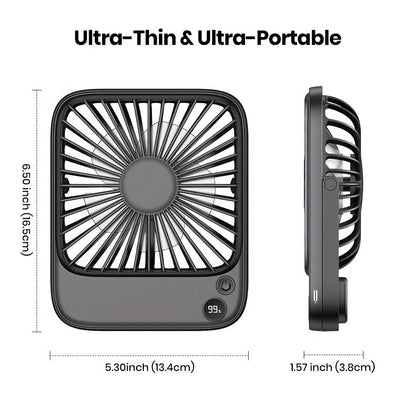USB Desk Fan Battery Operated, 2000mAh & 5000mAh Rechargeable Mini Personal Fan, 4-Speed Adjustable