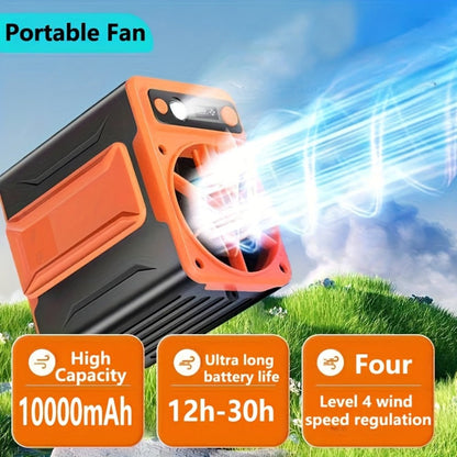 Portable Clip Fan 10000mAh Rechargeable Wearable Belt Fan with 22H Battery Life 4 Speed for Entryways, Bedrooms and Living Spaces