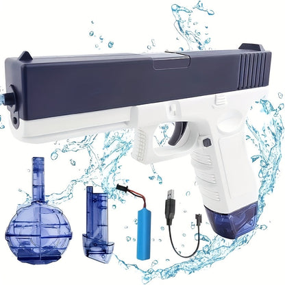 Compact Electric Water Blaster with 500cc and 60cc Detachable Reservoirs, Blue or Pink Body Design
