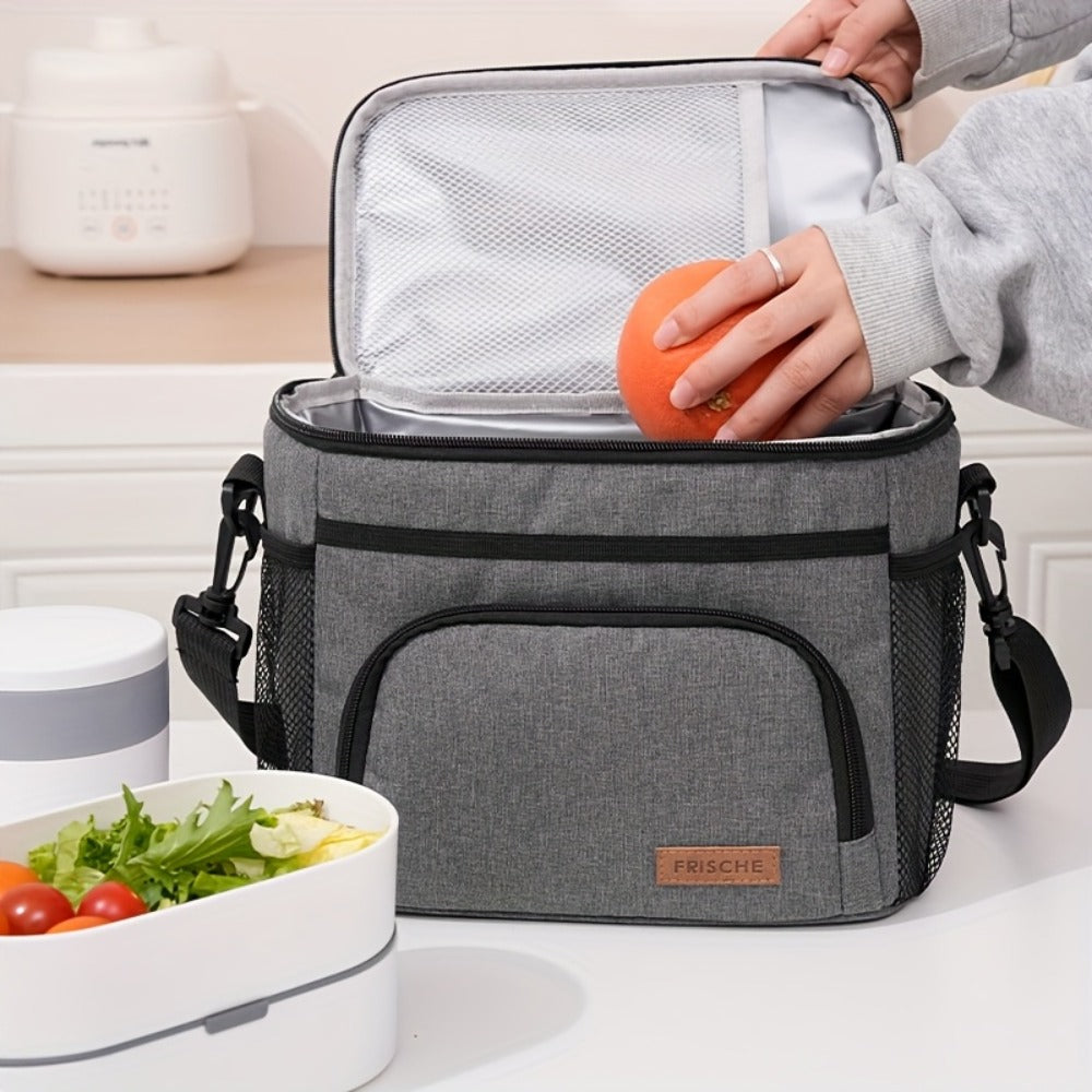 Insulated Lunch Bag with Adjustable Shoulder Strap – Leakproof Reusable Cooler Bag for Men Women Portable Fresh Keeper | Black Grey Blue |