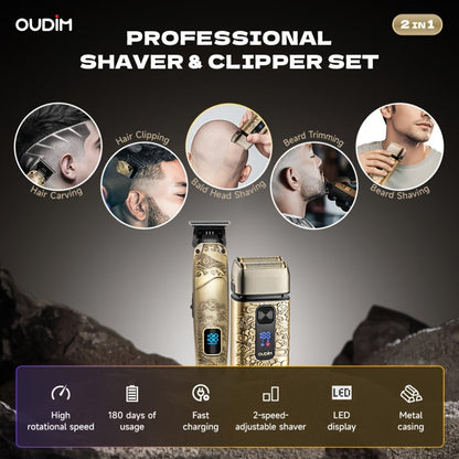 Cordless Electric Foil Shaver Grooming Kit for Men with Barber Shears Beard Mustache Trimmer Bald Head Razor Haircutting Set Father's Day