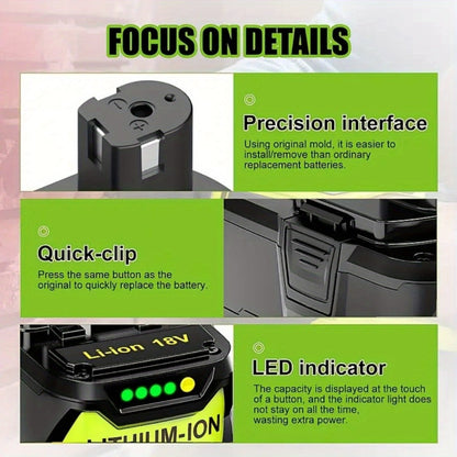Ryobi 18V Replacement Battery 8.0Ah 2 Pack Li-ion Compatible with P102 P103 P105 P107 P108 for Entryways, Bedrooms and Living Spaces