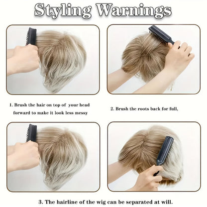 Synthetic Wig 4-Inch Dark Brown Body-Wave Pixie Bob with Four Color Options for Festival Looks