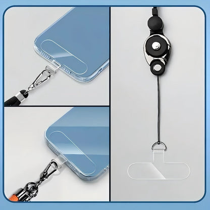 Phone Lanyard Patch 30pcs Transparent TPU Adhesive Pad Metal Buckle Anti-Lost Hook Universal DIY Strap Tether Kit for Phone Cases Keys
