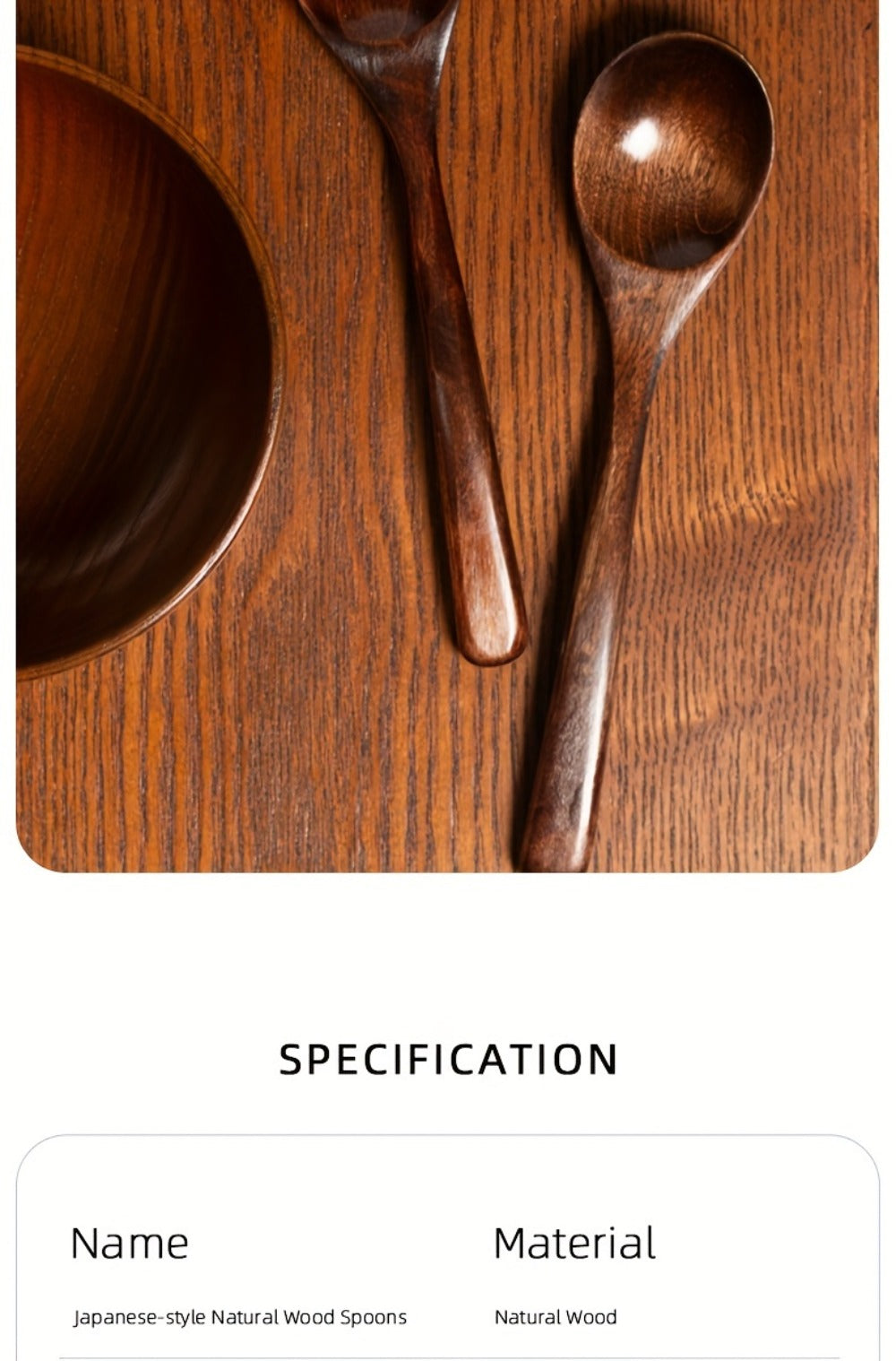 Kitchen Utensils Set of Eight 7.28in Natural Wood Spoons for Coffee, Tea, Dessert and Table Serving