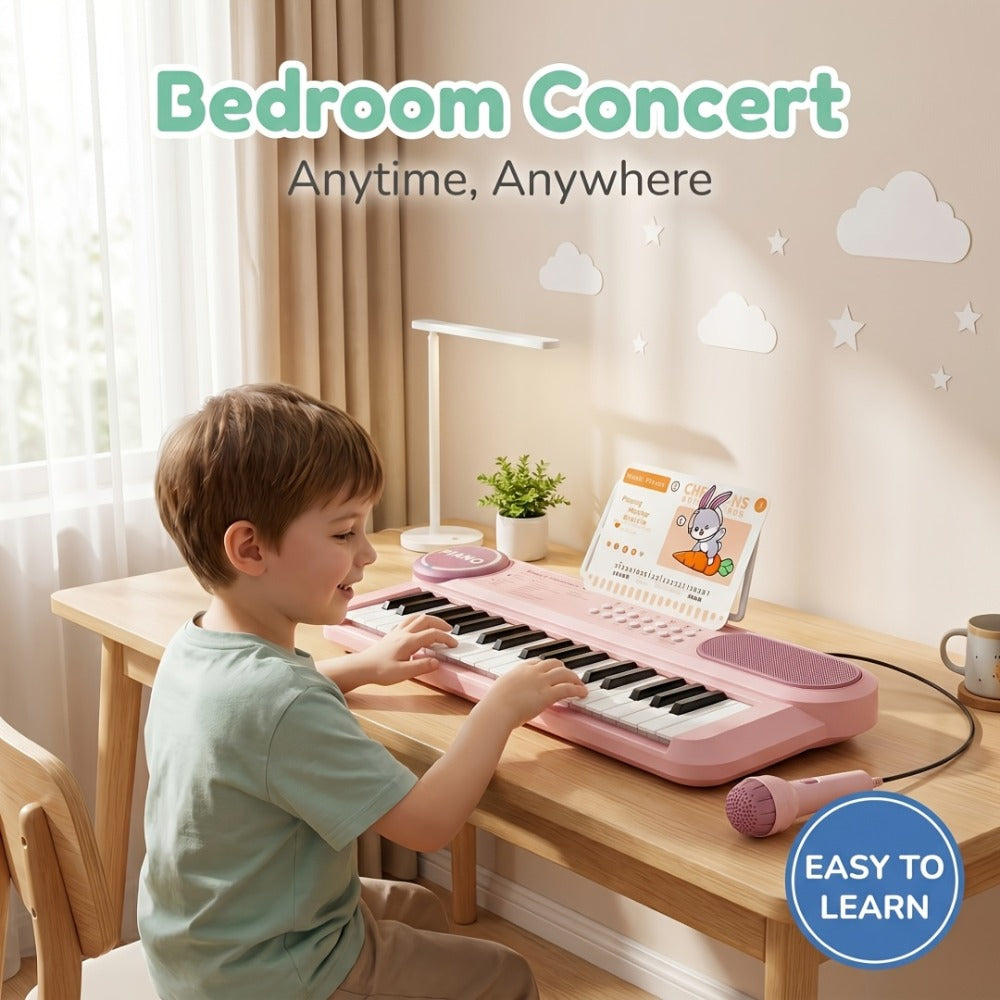 Kids Electronic Keyboard Piano 37 Keys with Microphone, Multi-Function Musical Instrument Toy for Children