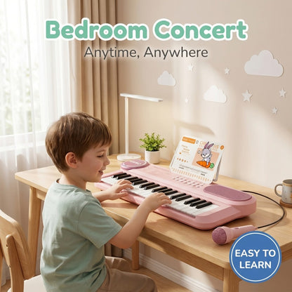 Kids Electronic Keyboard Piano 37 Keys with Microphone, Multi-Function Musical Instrument Toy for Children
