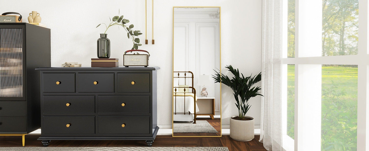 Full Length Mirror Floor Mirror with Stand, Aluminum Alloy Frame Full Body Mirror, Standing Hanging or Leaning Against Wall for Bedroom