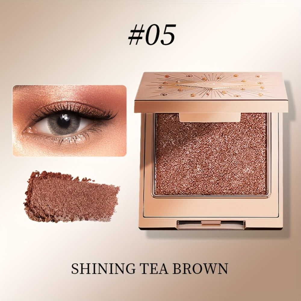 Shimmer Eyeshadow Palette 5 Shades Glowing Waterproof Creamy Blendable Formula with Built-in, for Makeup, Travel and Everyday Vanity Use