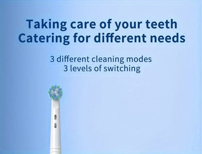 Electric Toothbrush with 3 Rotating Cleaning Modes – Induction Charging, 4 Replacement Brush Heads, Travel Case Included