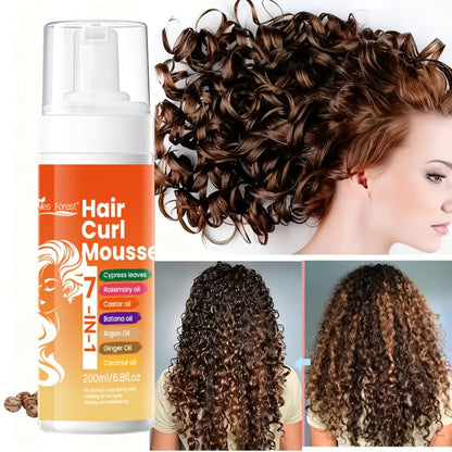 Curl Defining Hair Foam Mousse 200ml Smoothing Styling for Natural Fluffy Elastic Curls, Frizz Control for Wavy Coily Hair