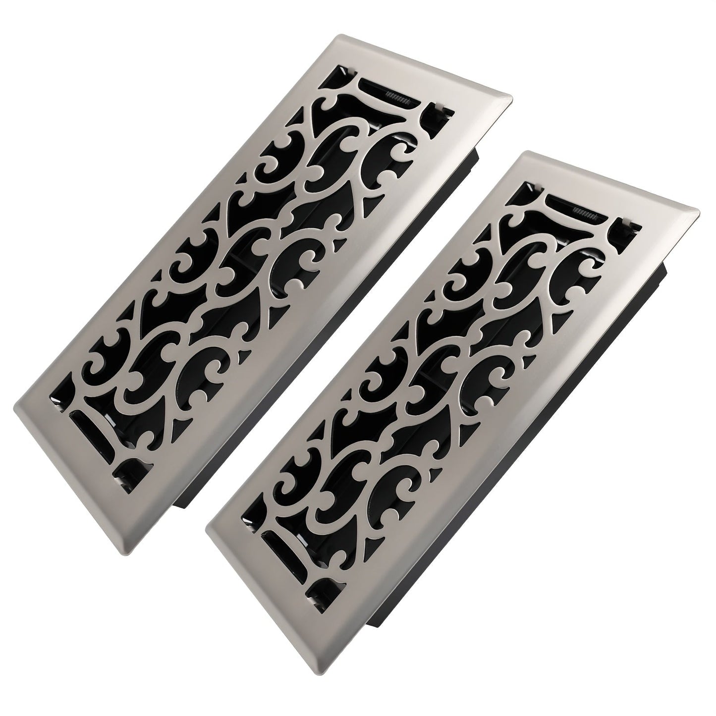 Floor Vent Register Cover 4x10 Inch Walkable Steel Decorative Air Vent Grille Adjustable for Entryways, Bedrooms and Living Spaces