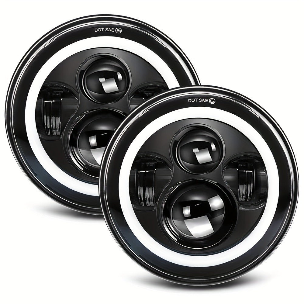 7 Inch Round LED Headlights for Jeep Wrangler JK TJ CJ Colorful DRL Halo Ring Amber Turn Signal High Low Beam