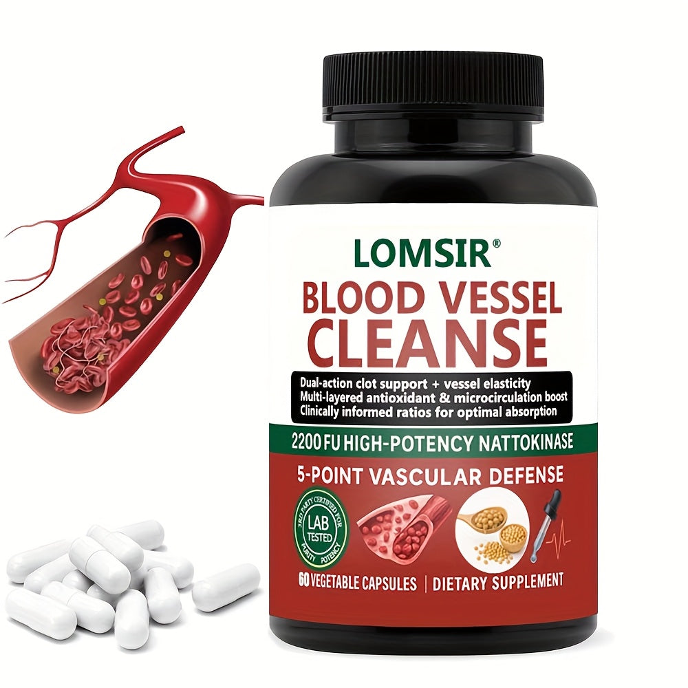 Blood Circulation Supplement Nattokinase with Gamma Oryzanol, Natural Enzyme Formula for Blood Vessel Cleanse