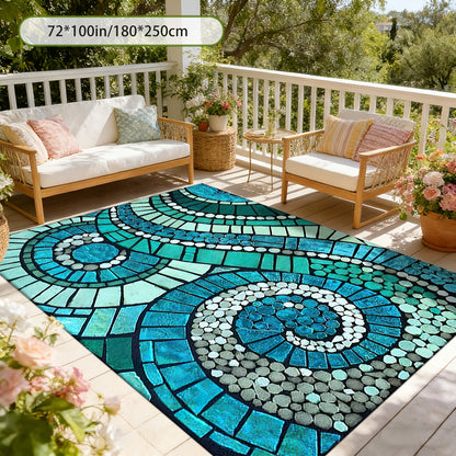 Outdoor Rug Non-Slip Decorative Foldable Portable Camping Mat Machine Washable for Patio Garden Pool Beach Picnic Living Area Multiple Sizes