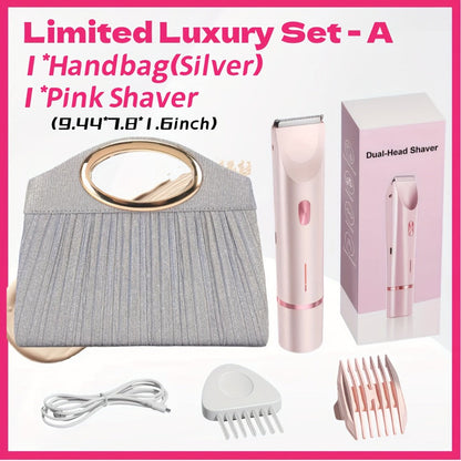 Bikini Trimmer for Women 2-in-1 Dual Head IPX7 Waterproof Electric Shaver Body Hair Trimmer Facial Hair Remover Bikini Underarm Leg Arm Face