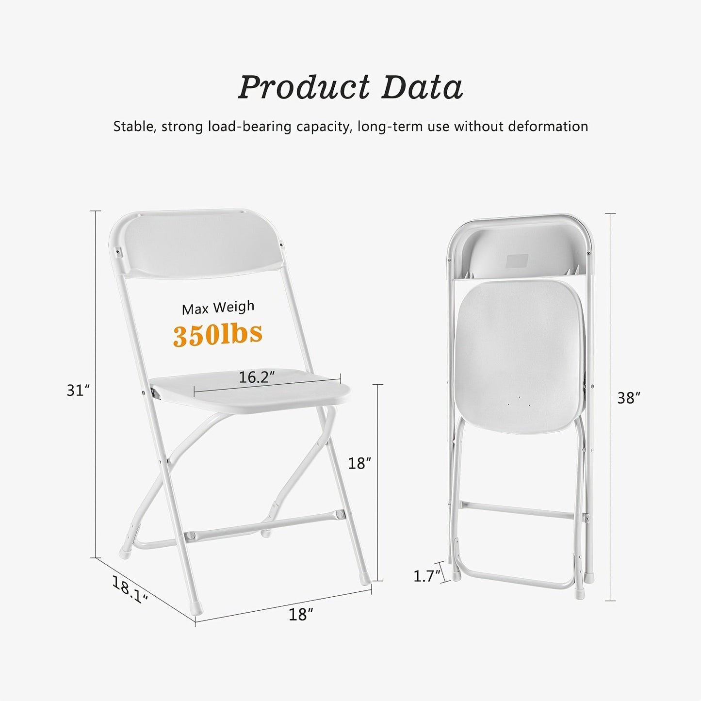 White or Black Molded-Seat Folding Chair Sets in 4, 6, 8, 10 or 20-Piece Checkouts Pictured